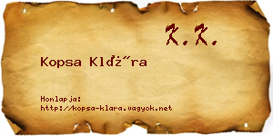 Kopsa Klára névjegykártya