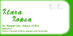 klara kopsa business card